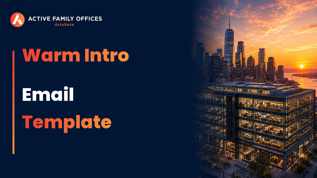 Manhattan skyline at dusk, representing an email template for a warm introduction to a family office