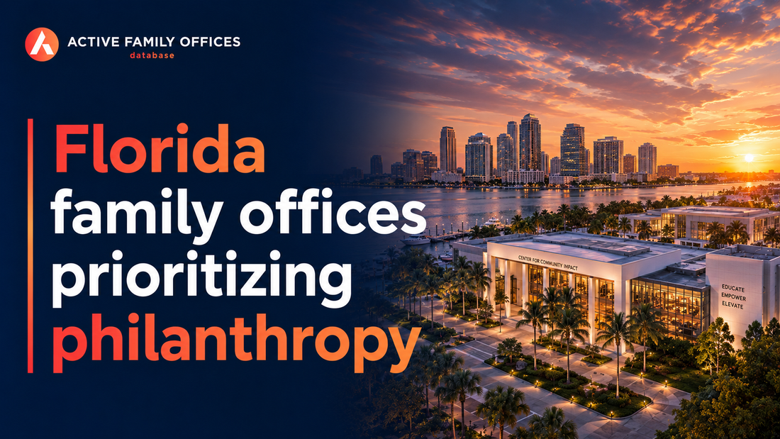 Florida coastline and city skyline, home to family offices prioritizing philanthropy