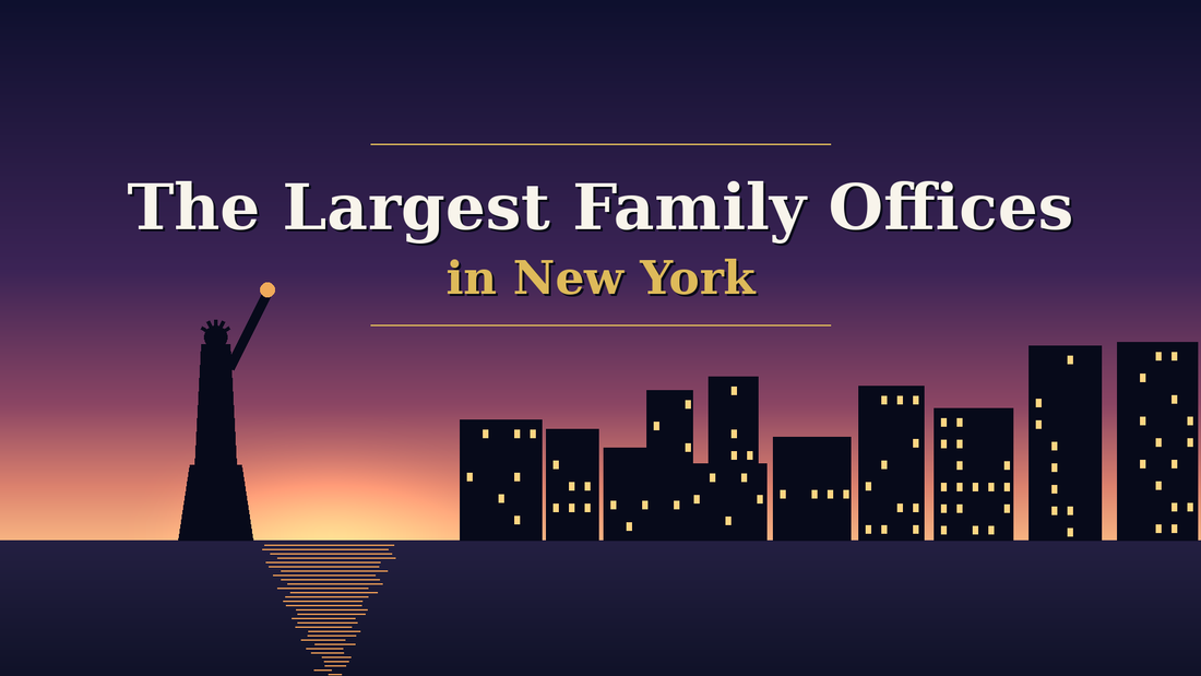 New York skyline and Statue of Liberty silhouette at dusk - The Largest Family Offices in New York