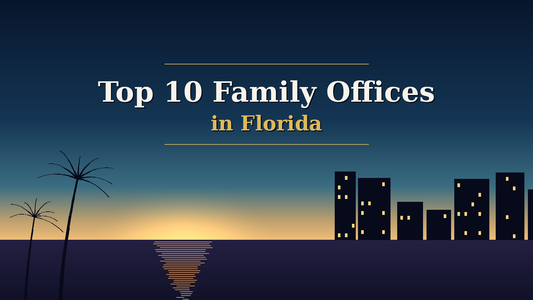 Florida beachfront dusk with palms and skyline - Top 10 Family Offices in Florida