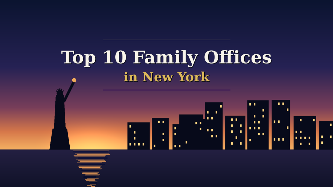 New York skyline and Statue of Liberty silhouette at dusk - Top 10 Family Offices in New York