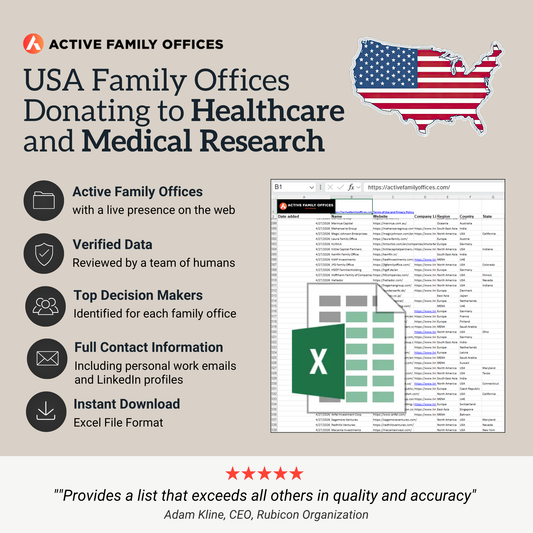 USA Family Office Donors to Hospitals, Medical Research and Health Causes