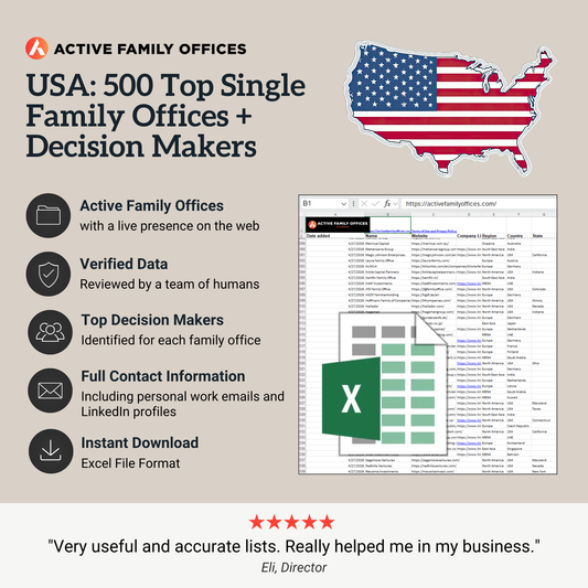 USA: 500 Top Single Family Offices + Decision Makers